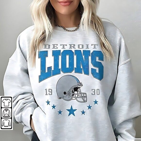 Detroit Lions Football Crewneck Sweatshirt NFL Lions Retro Fan Gift 79 - Picture 1 of 5